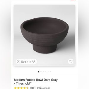 New Modern footed bowl dark grey
